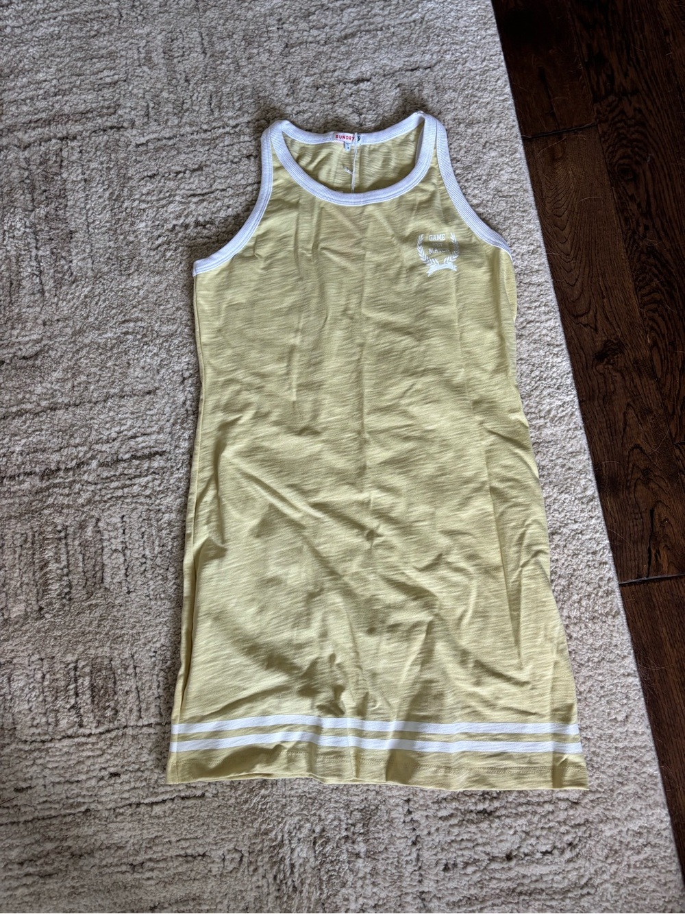 Anthropologie Yellow Tank Dress with White Trim